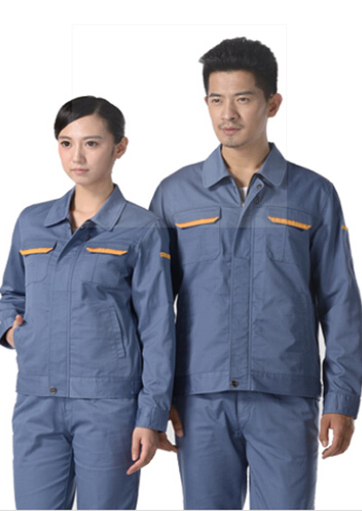 灰藍(lán)色紗卡滌棉長袖工作服